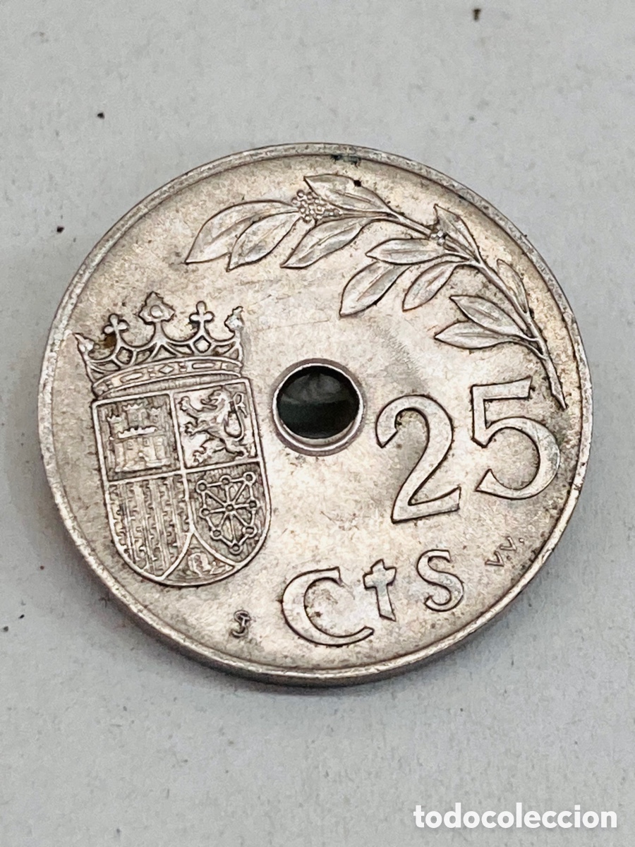 Monedas Franco: Moneda veinticinco c&eacute;ntimos 1937! - Foto 1