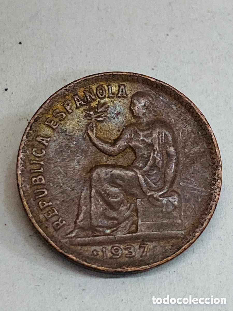 Monedas Franco: Moneda de 50 c&eacute;ntimos 1937 Rep&uacute;blica - Foto 1