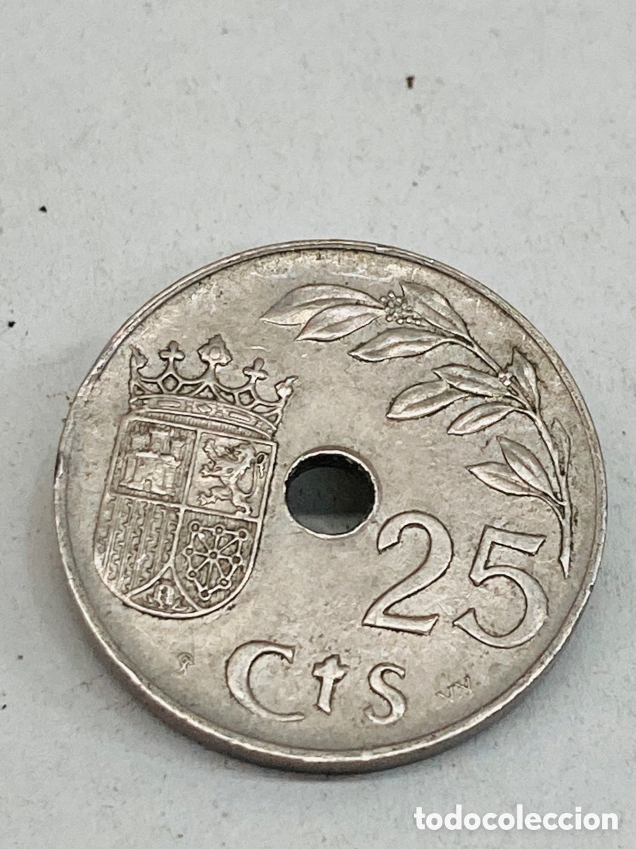 Monedas Franco: Moneda de veinticinco c&eacute;ntimos 1937 - Foto 2