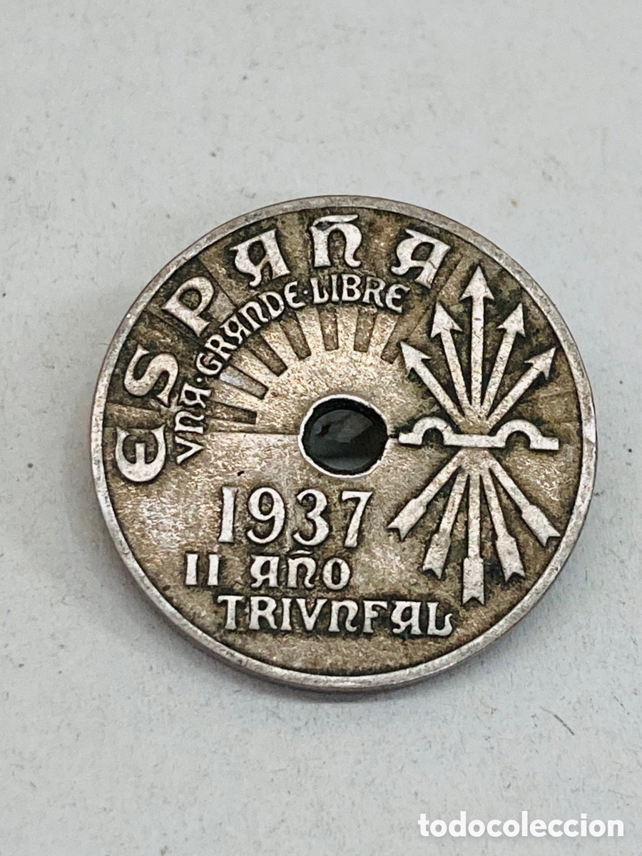 Monedas Franco: Moneda de veinticinco c&eacute;ntimos 1937 - Foto 2
