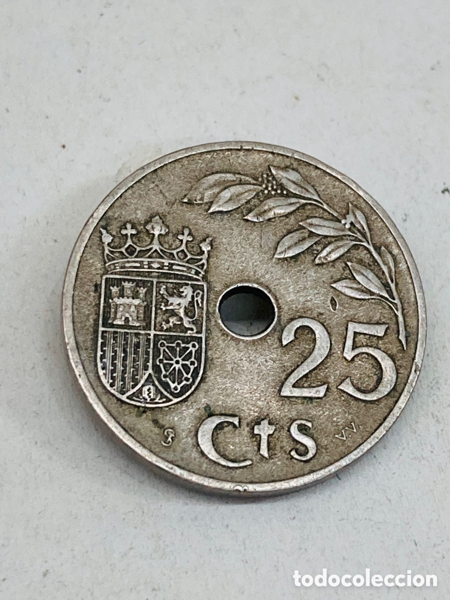 Monedas Franco: Moneda de veinticinco c&eacute;ntimos 1937 - Foto 1
