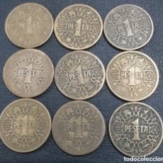 Monedas Franco: ESPAÑA 9 MONEDAS 1 PESETA 1944. Lote 403306409