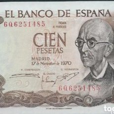 Monedas Franco: ESPAÑA - BILLETE DE 100 PESETAS 17 DE NOVIEMBRE DE 1970 SERIE 6Q - NUEVO EN PLANCHA - Nº 497. Lote 403331774