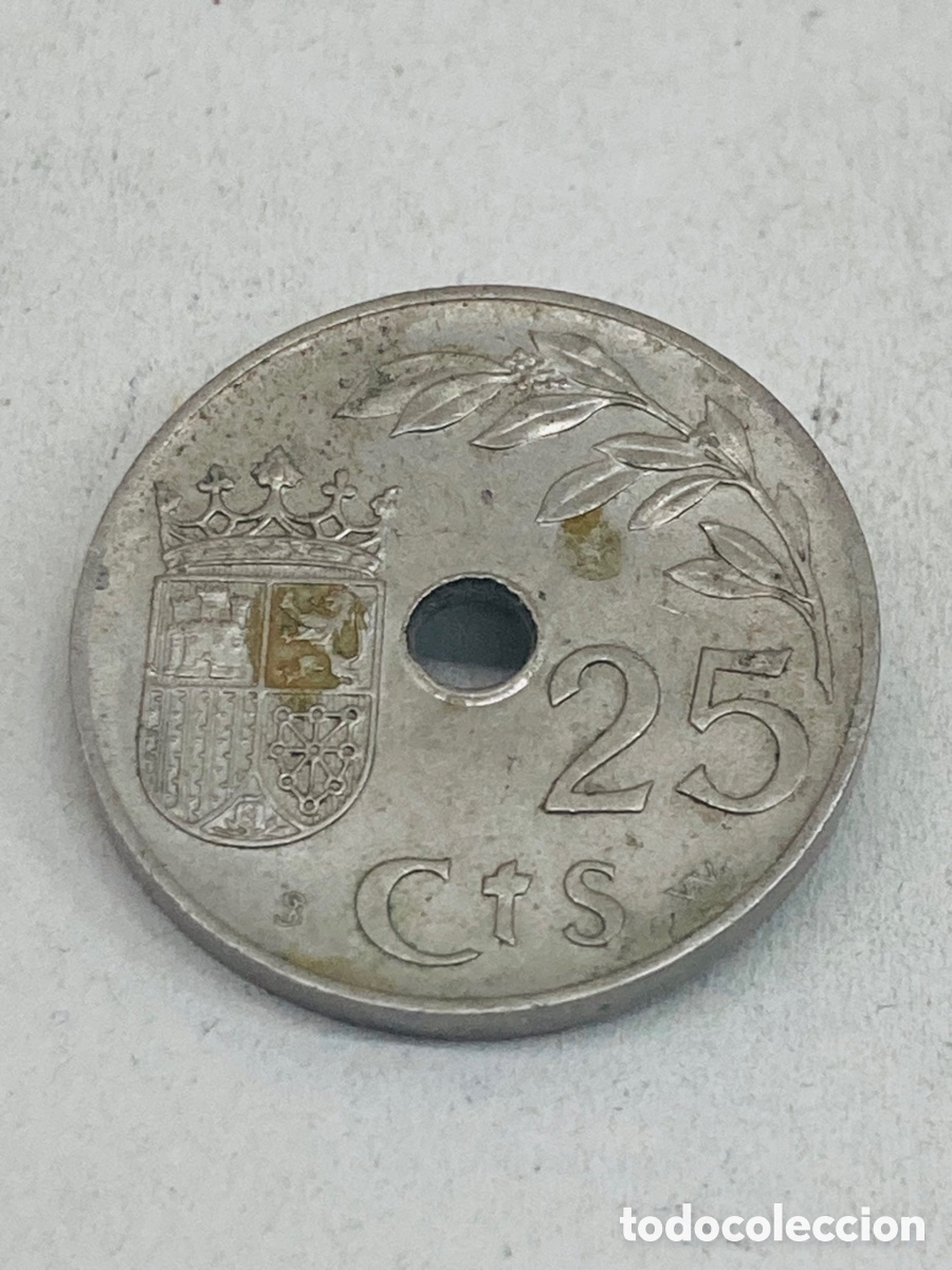 Monedas Franco: Moneda de veinticinco c&eacute;ntimos 1937 - Foto 1
