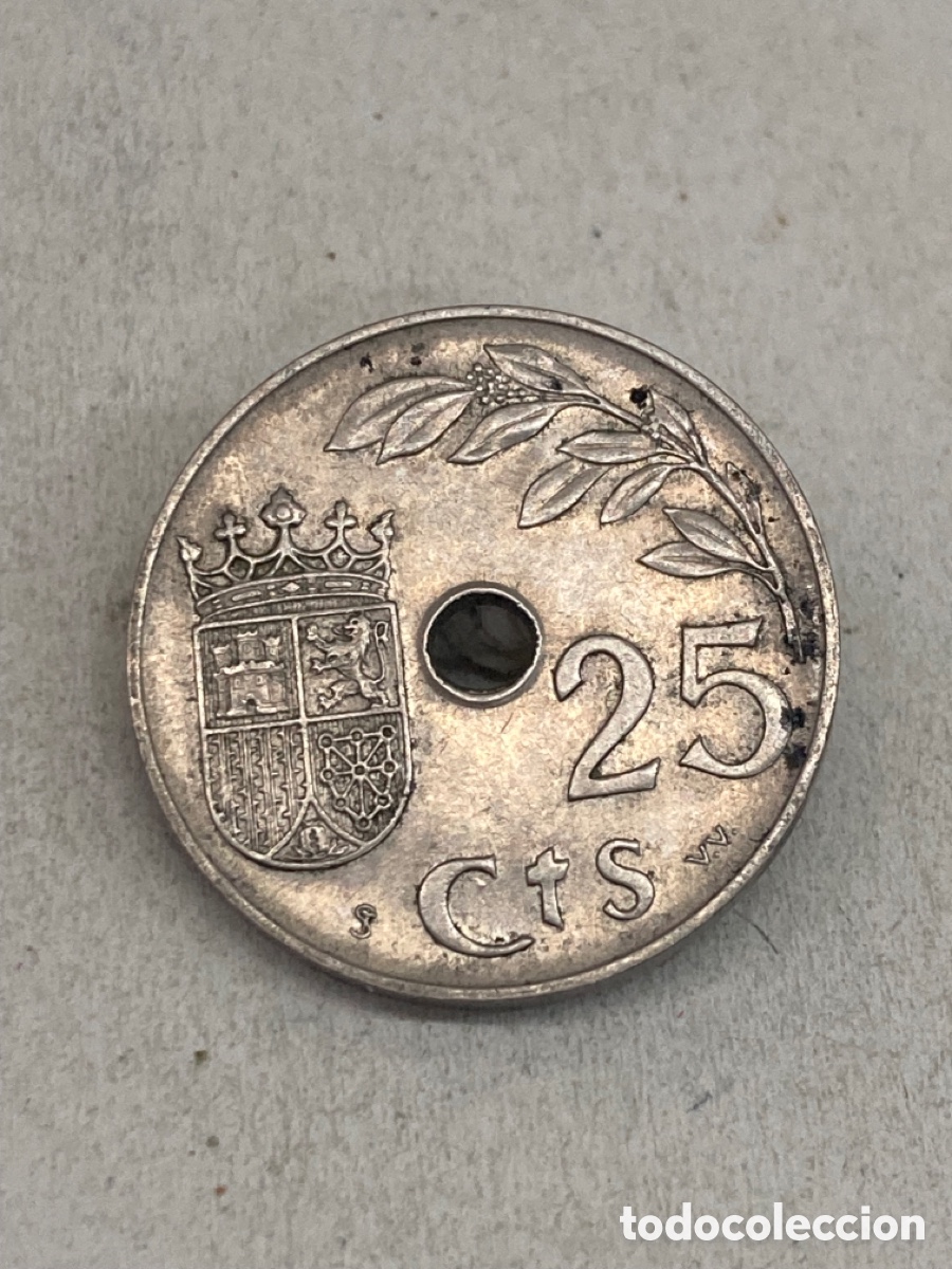 Monedas Franco: Moneda de veinticinco c&eacute;ntimos 1937 - Foto 1