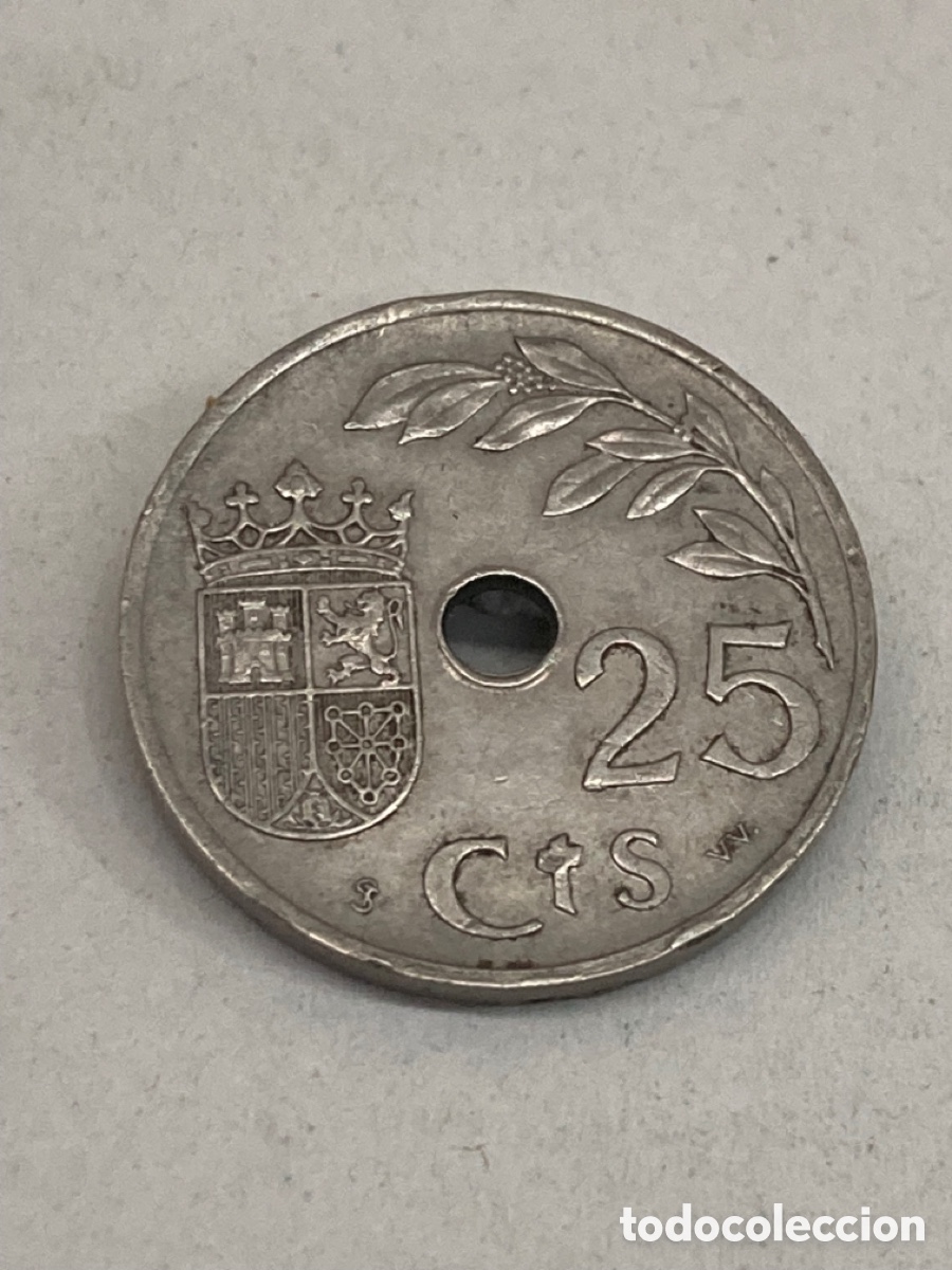 Monedas Franco: Moneda de veinticinco c&eacute;ntimos 1937 - Foto 1