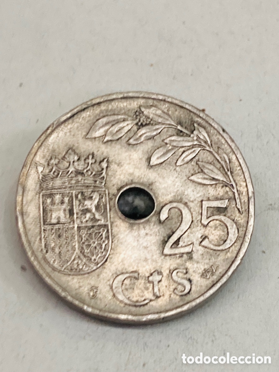 Monedas Franco: Moneda de veinticinco c&eacute;ntimos 1937 - Foto 2