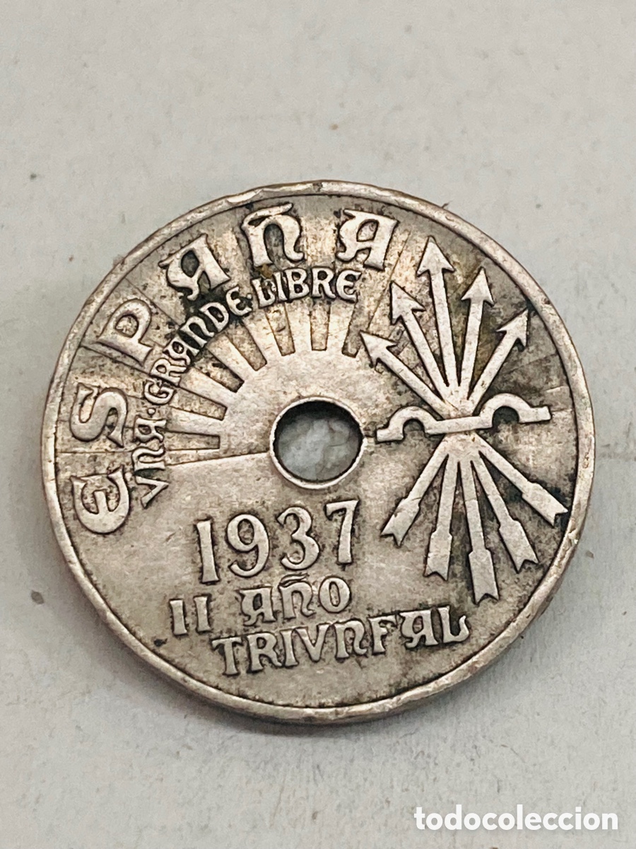 Monedas Franco: Moneda de veinticinco c&eacute;ntimos 1937 - Foto 1