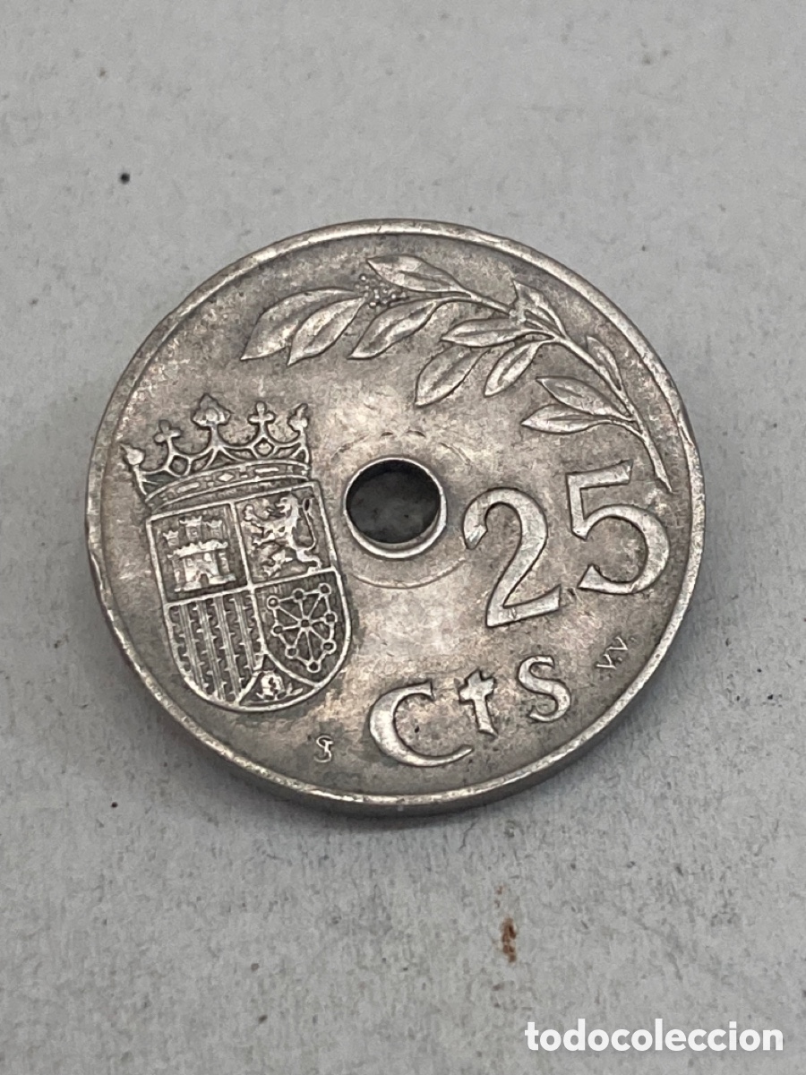 Monedas Franco: Moneda de veinticinco c&eacute;ntimos 1937 - Foto 2