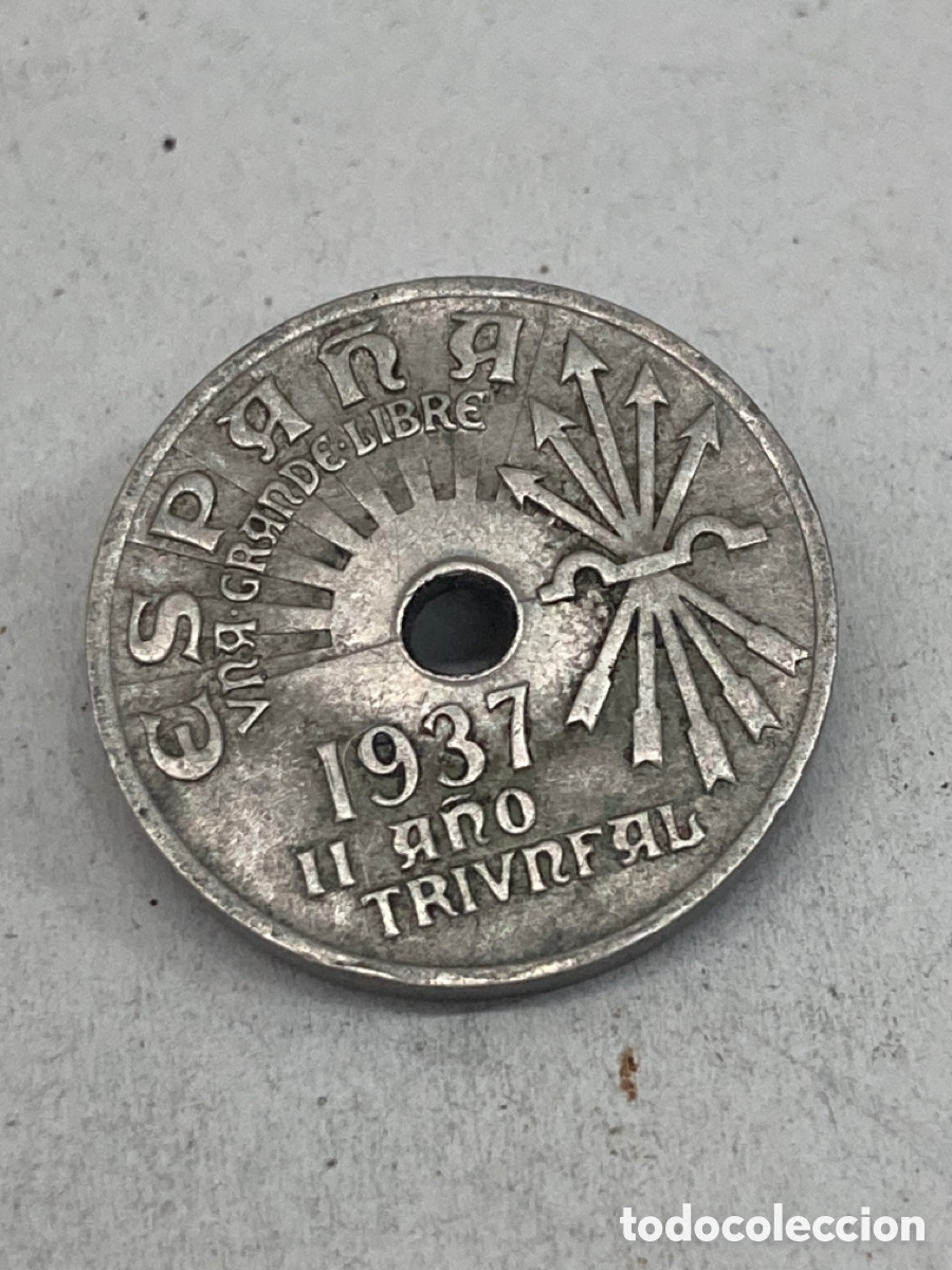 Monedas Franco: Moneda de veinticinco c&eacute;ntimos 1937 - Foto 1