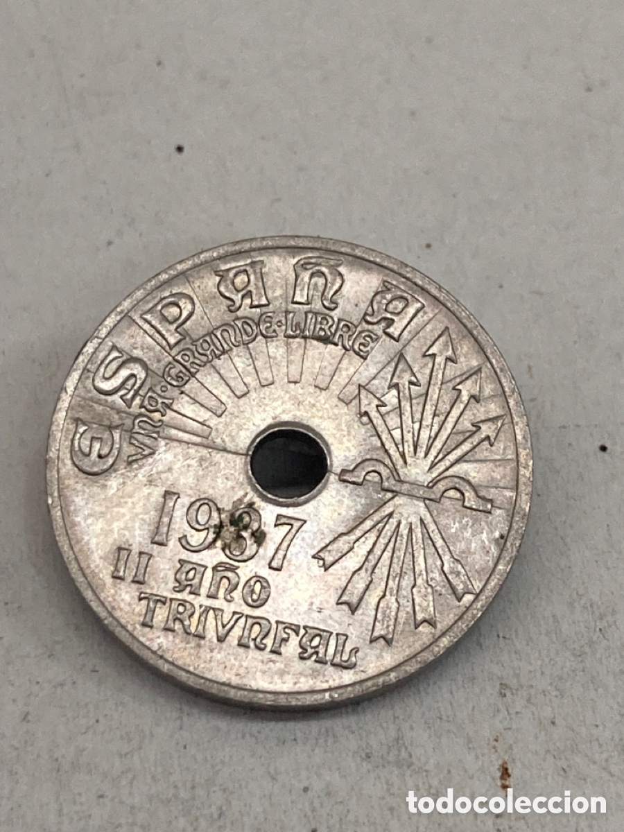 Monedas Franco: Moneda de veinticinco c&eacute;ntimos 1937 - Foto 1