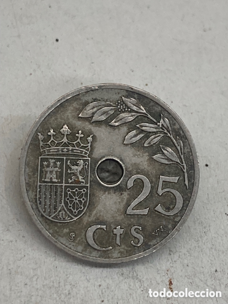 Monedas Franco: Moneda de veinticinco c&eacute;ntimos 1937 - Foto 2