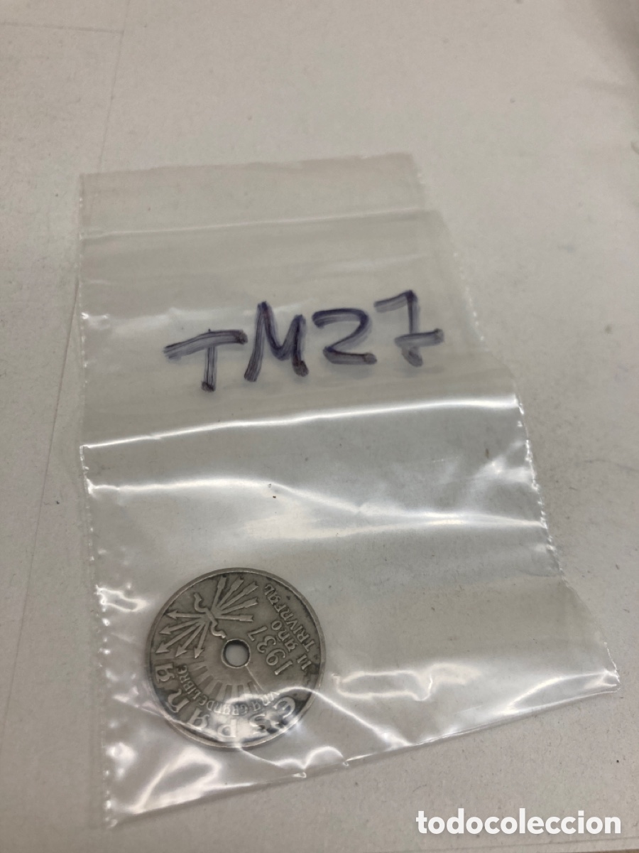 Monedas Franco: Moneda de veinticinco c&eacute;ntimos 1937 - Foto 3