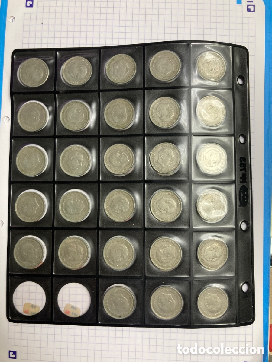 Monedas Franco: 28 monedas de cinco pesetas Grabados 1957 E70 E59 E69 E65 E64 E62 E68 E67 - Foto 2