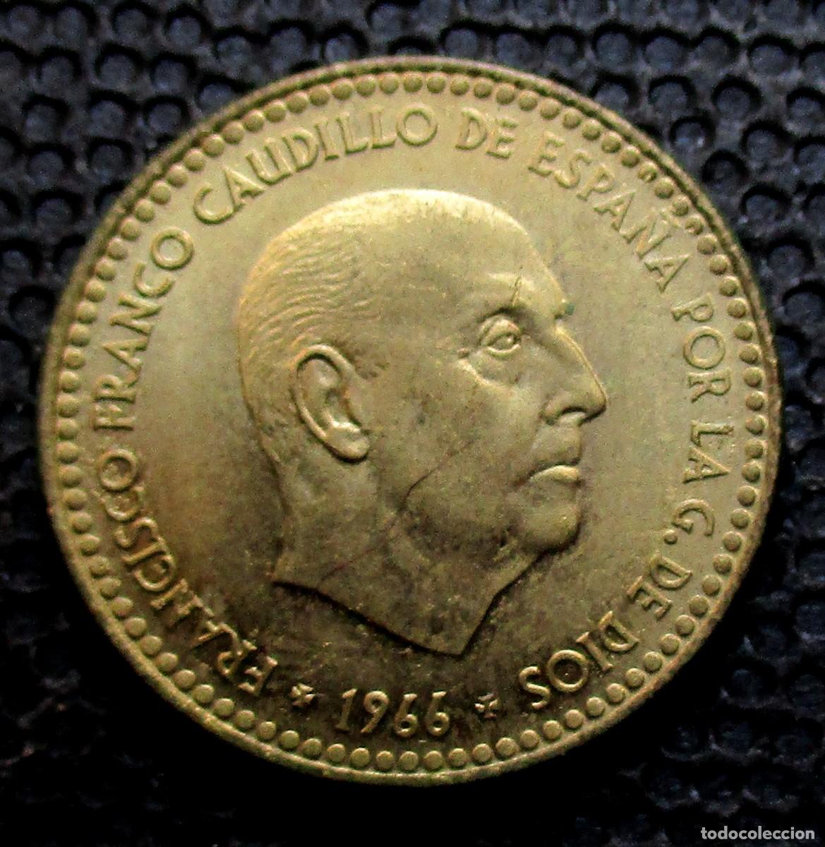 Monedas Franco: 1 PESETA 1966 *19*-*72* - EBC+ - Foto 2