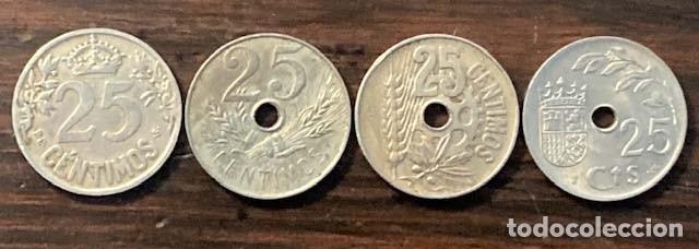Monedas Franco: Cuatro monedas de 25 c&eacute;ntimos - Foto 2