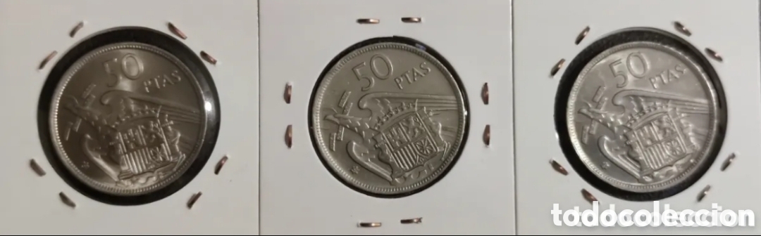 Monedas Franco: 3 Monedas de 50 Pesetas sin cursar - Foto 2