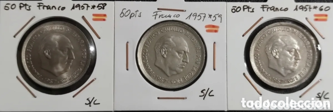 Monedas Franco: 3 Monedas de 50 Pesetas sin cursar - Foto 1