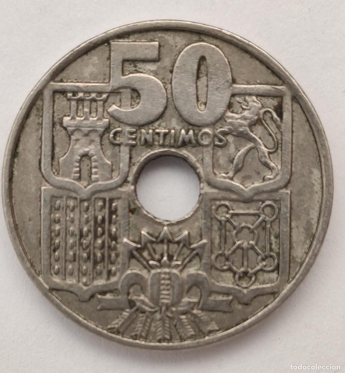 Monedas Franco: Moneda espa&ntilde;ola de 50 c&eacute;ntimos de 1949. - Foto 2