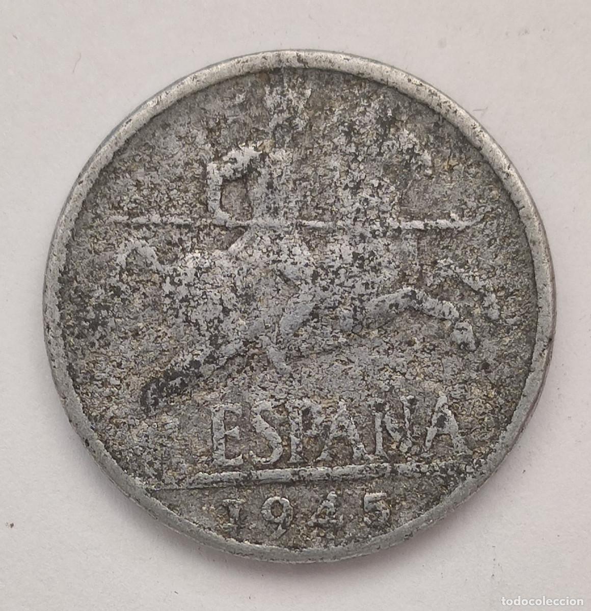 Monedas Franco: Moneda espa&ntilde;ola de 10 c&eacute;ntimos de 1945. - Foto 1