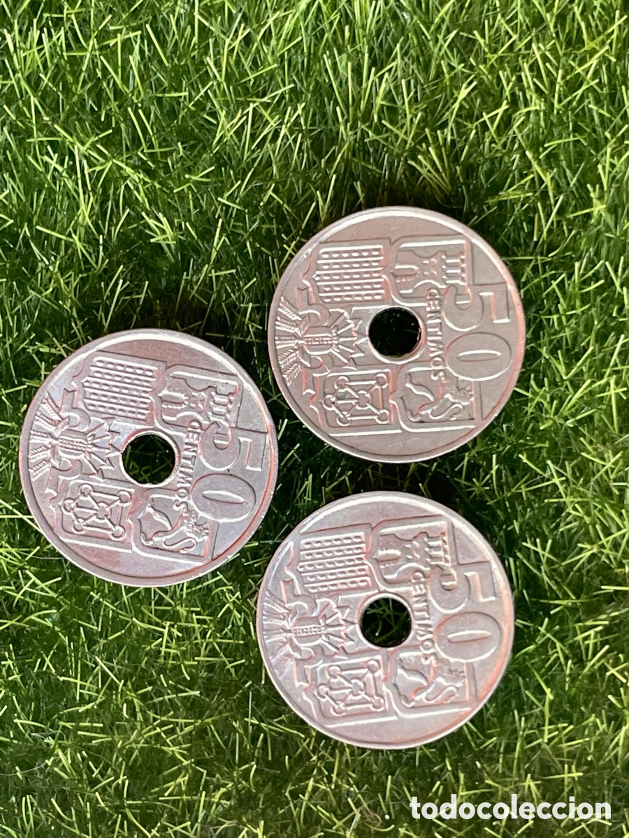 Monedas Franco: Lote de 50 centimos de 1949 y 63. SC - Foto 2