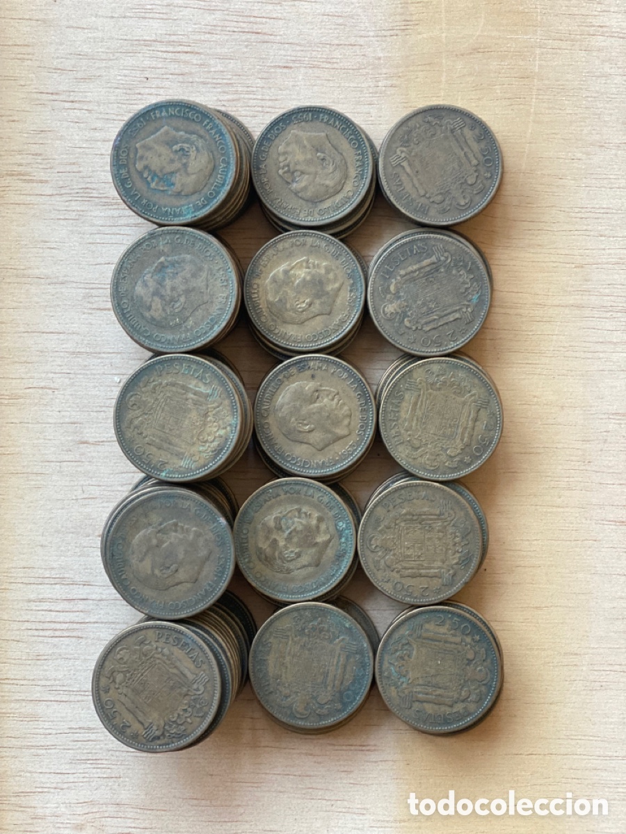 Monedas Franco: 100 monedas de 2,5 pta. - Foto 2