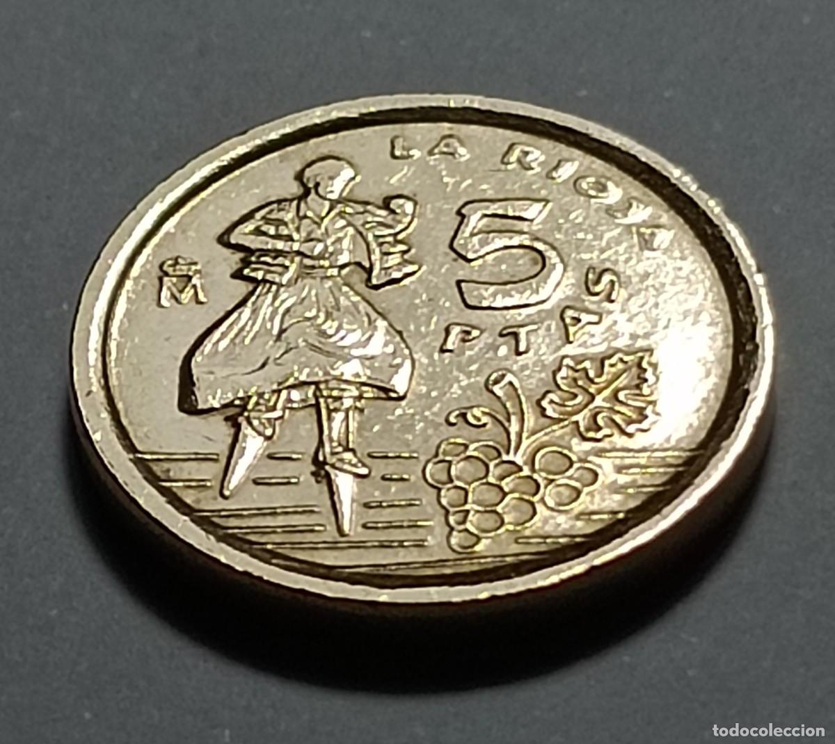 Monedas Franco: Moneda 5 pesetas 1996 la rioja - Foto 2