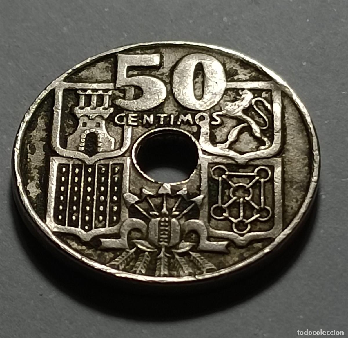 Monedas Franco: Moneda 50 centimos 1949 estrella 53 - Foto 2