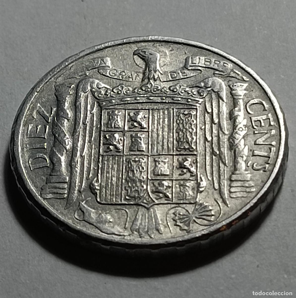 Monedas Franco: Moneda 10 centimos 1945 - Foto 2