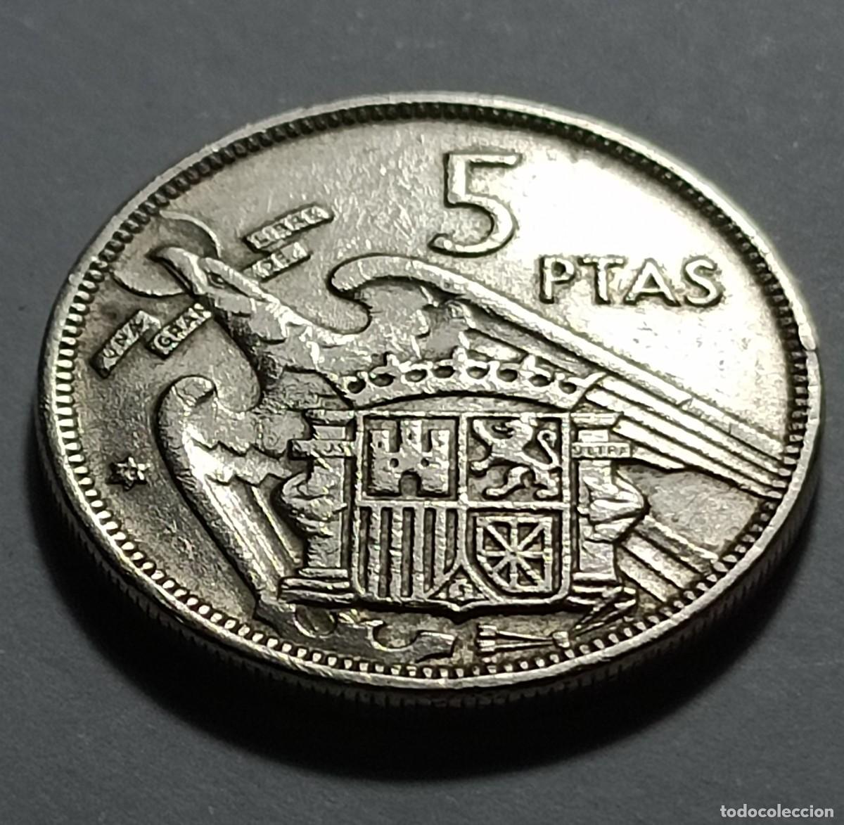 Monedas Franco: Moneda 5 pesetas 1957 - Foto 2