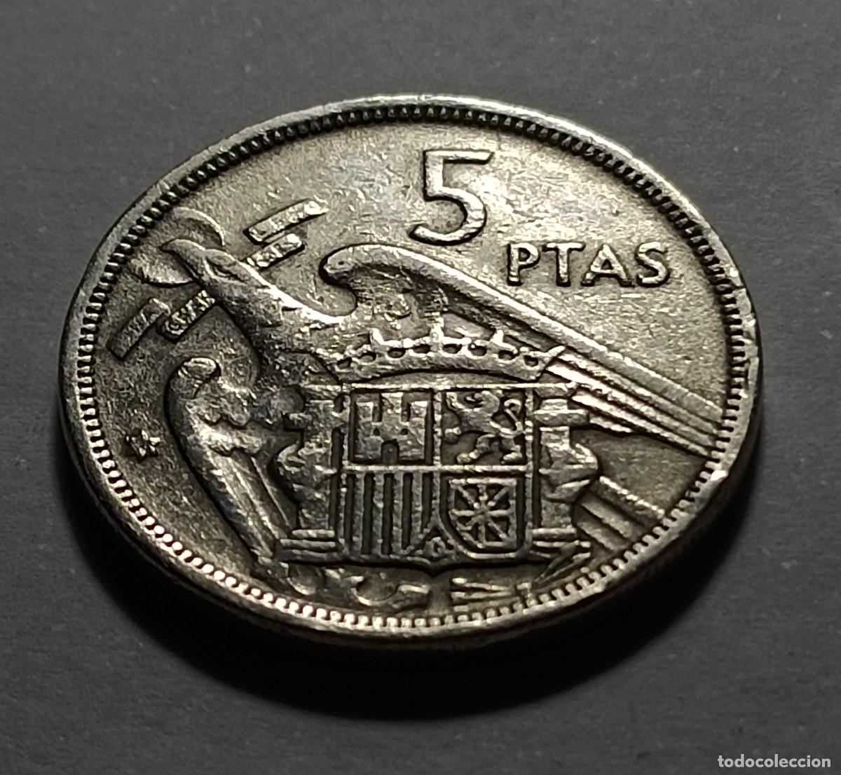 Monedas Franco: Moneda 5 pesetas 1957 - Foto 2