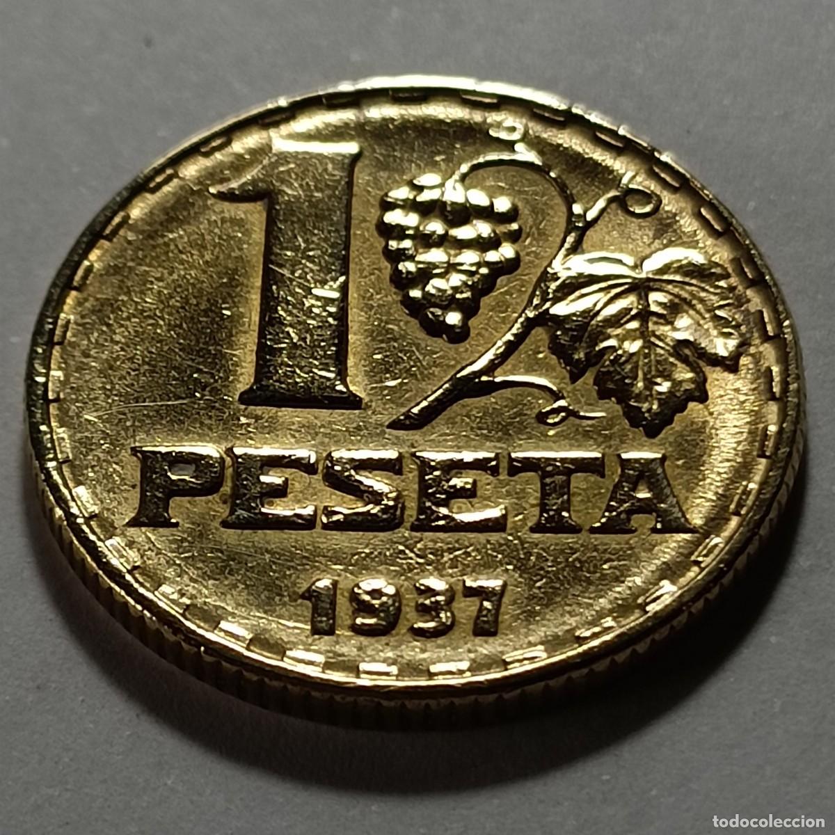 Monedas Franco: Moneda 1 peseta 1937 - Foto 2