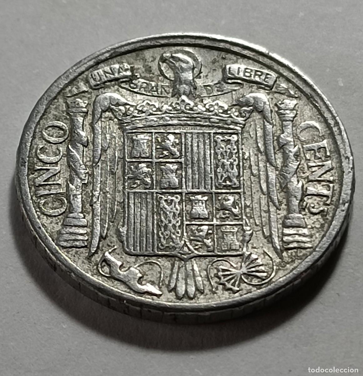 Monedas Franco: Moneda 5 centimos 1945 - Foto 2