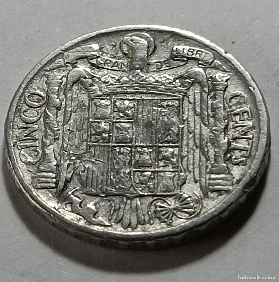 Monedas Franco: Moneda 5 centimos 1945 - Foto 2