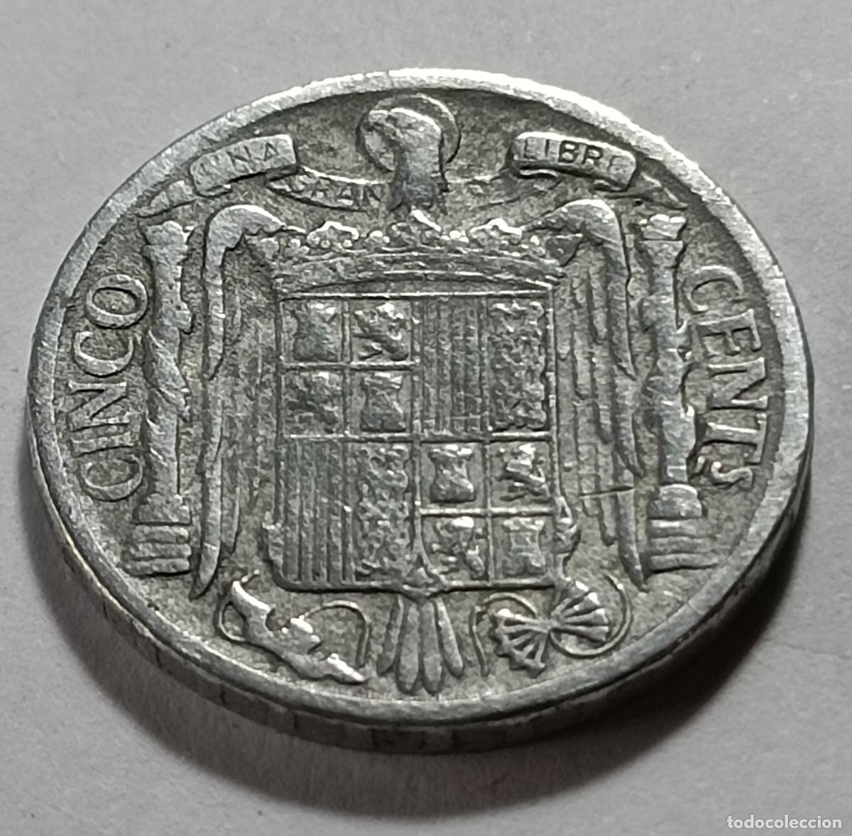 Monedas Franco: Moneda 5 centimos 1945 - Foto 2