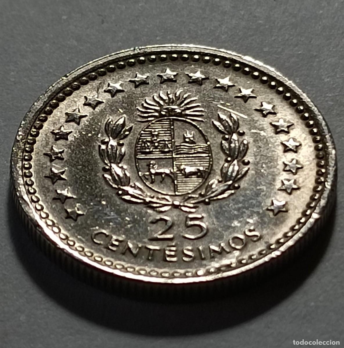 Monedas Franco: Moneda 25 centessimos 1960 uruguay - Foto 2