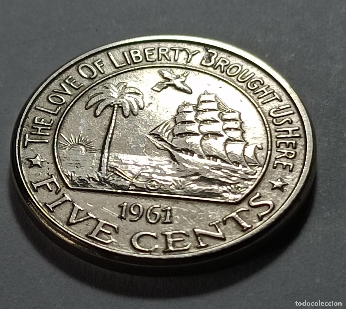 Monedas Franco: Moneda five cents 1961 liberia - Foto 2