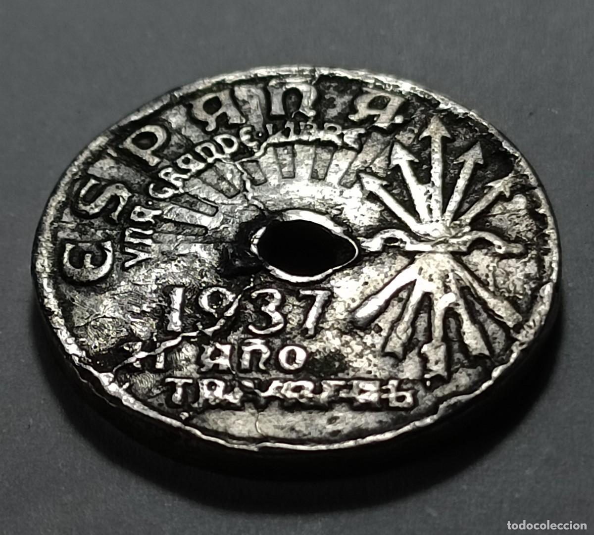 Monedas Franco: Moneda 25 centimos 1937 - Foto 2