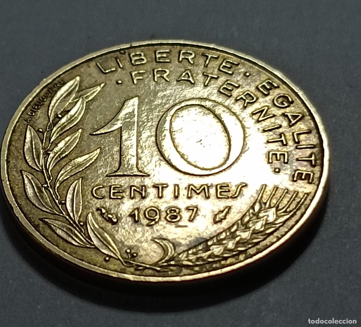 Monedas Franco: Moneda 10 centimos 1987 francia - Foto 2