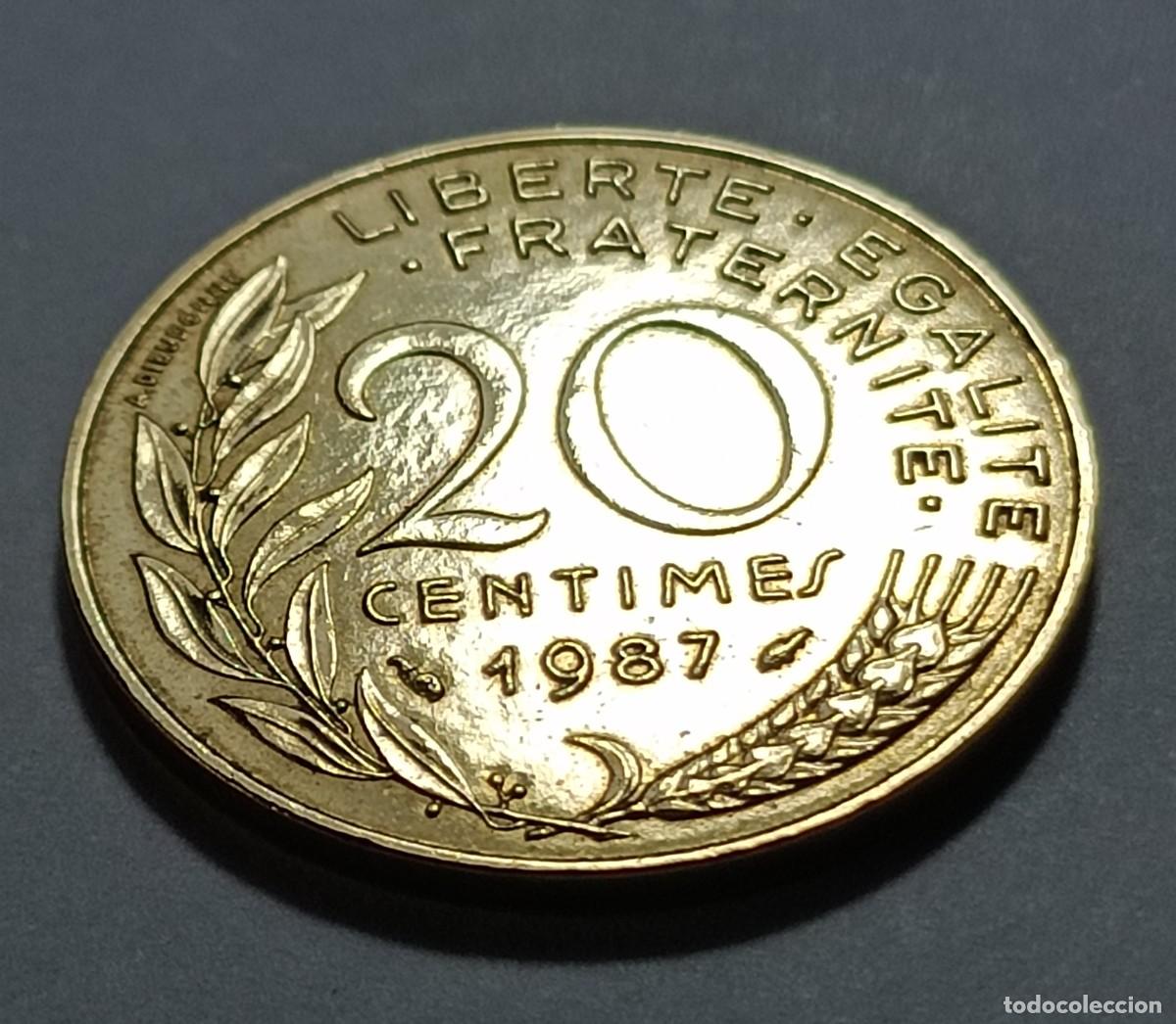 Monedas Franco: Moneda 20 centimos 1987 francia - Foto 2