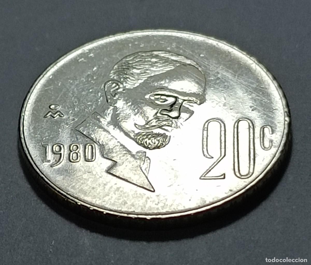 Monedas Franco: Moneda 20 centavos 1980 mexico - Foto 2