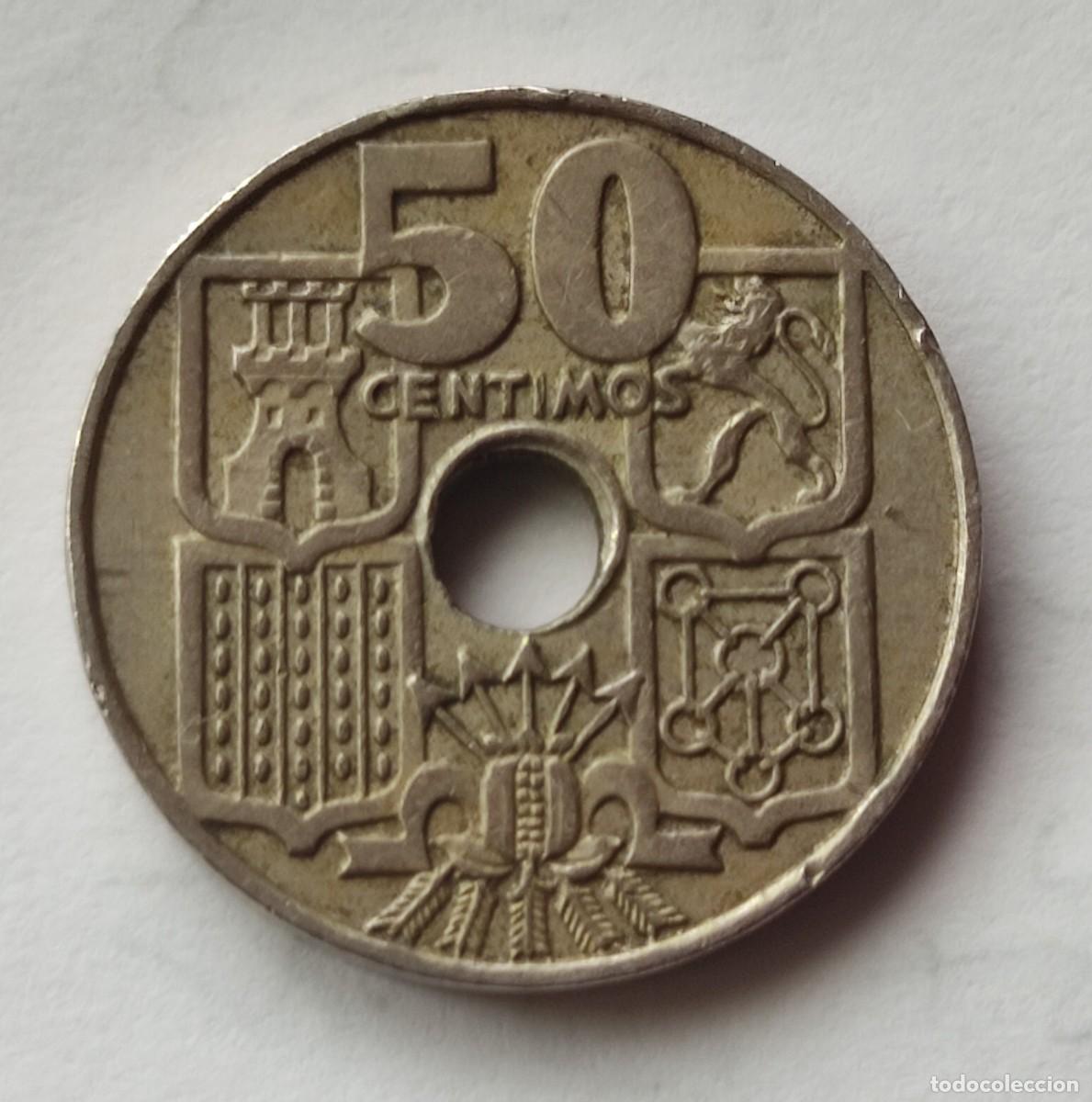 Monedas Franco: 50 c&eacute;ntimos a&ntilde;o 1949 sin estrella - Foto 1