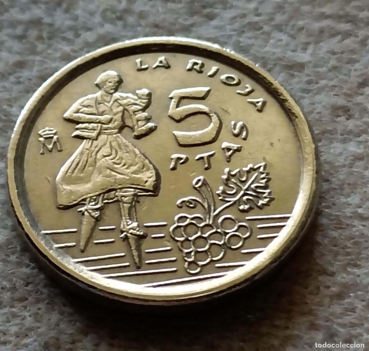 Monedas Franco: Moneda 5 pesetas 1996 la rioja - Foto 1