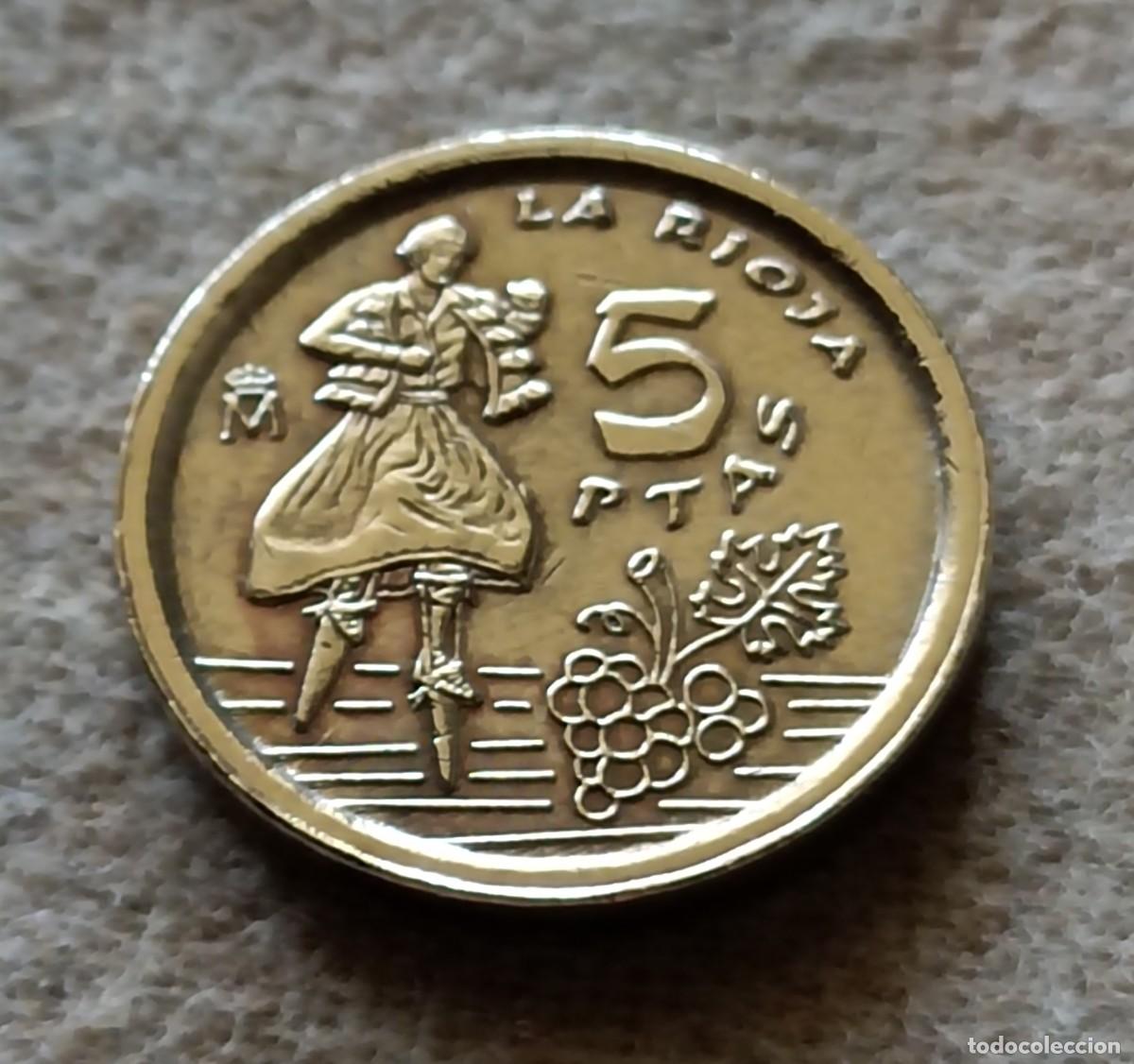 Monedas Franco: Moneda 5 pesetas 1996 la rioja - Foto 1