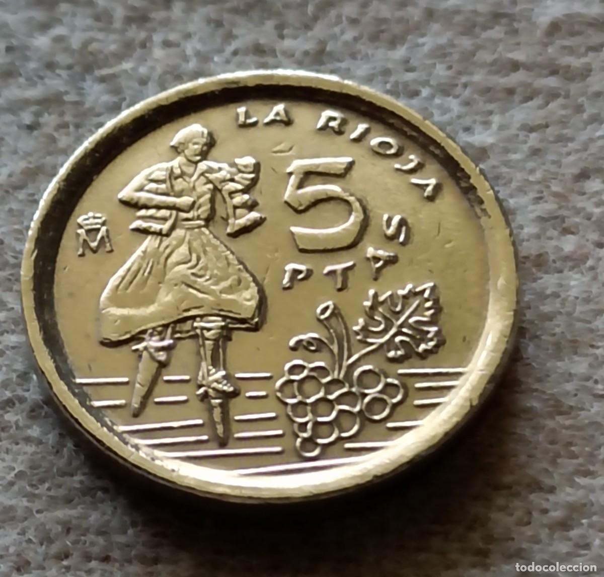 Monedas Franco: Moneda 5 pesetas 1996 la rioja - Foto 1