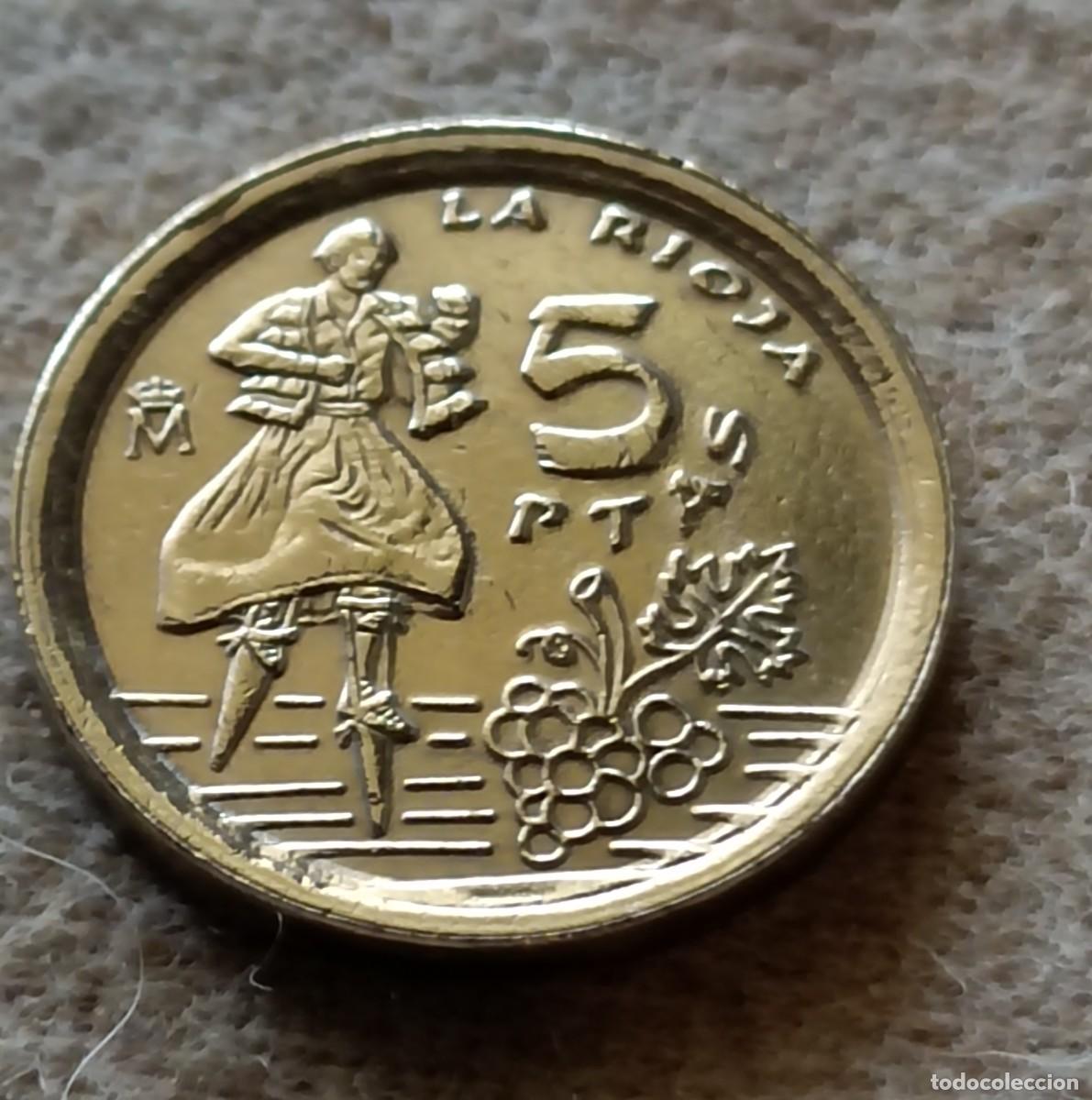 Monedas Franco: Moneda 5 pesetas 1996 la rioja - Foto 1