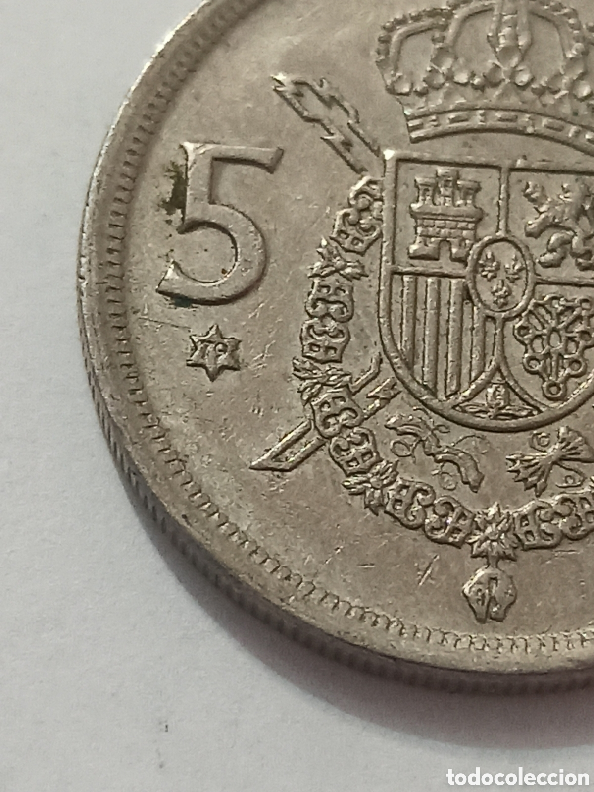 Monedas Franco: Moneda 5 pesetas 1975 estrellas 79 - Foto 3