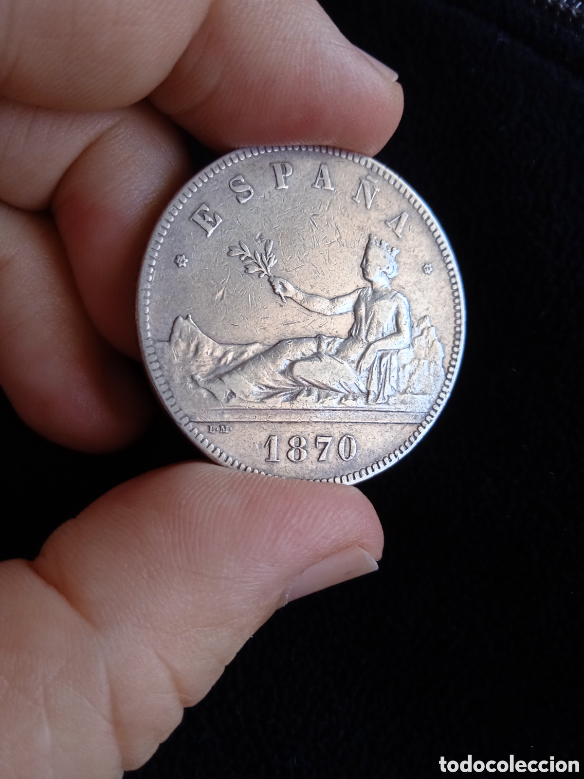 Monedas Franco: Moneda plata 5 pesetas 1870 - Foto 7
