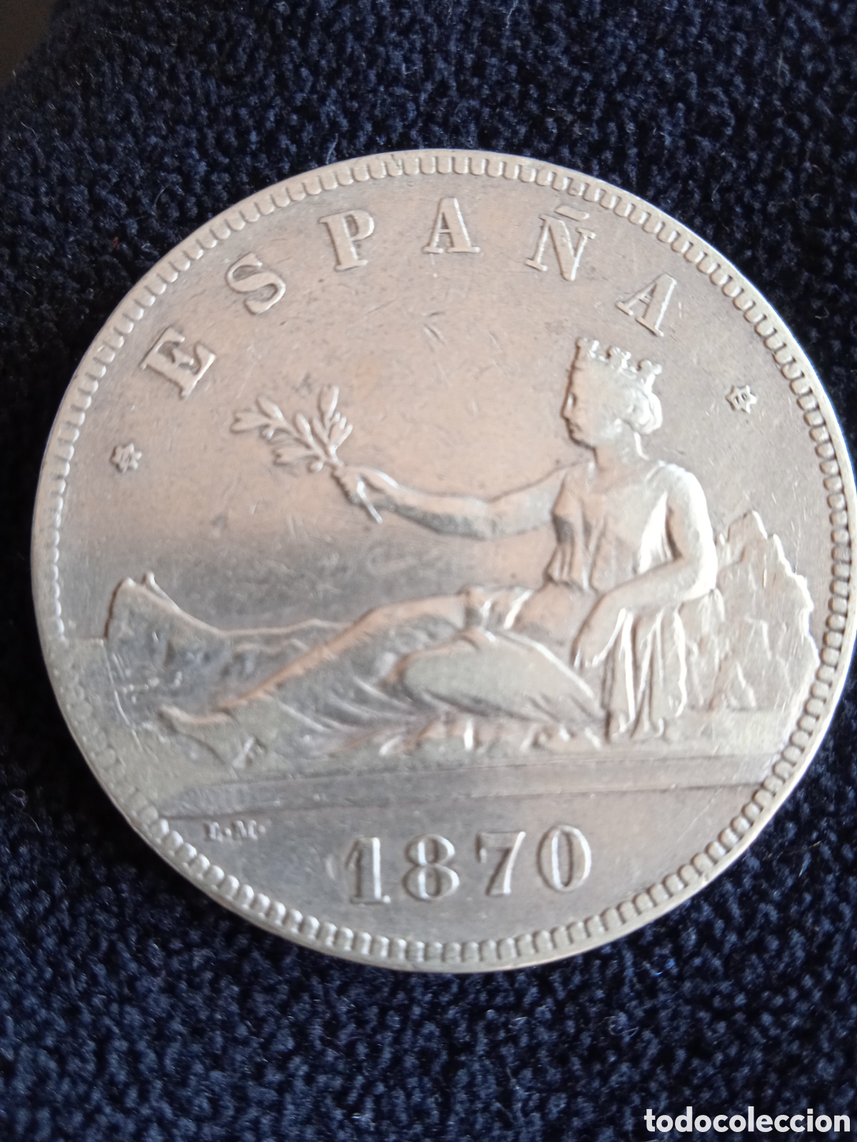 Monedas Franco: Moneda plata 5 pesetas 1870 - Foto 1