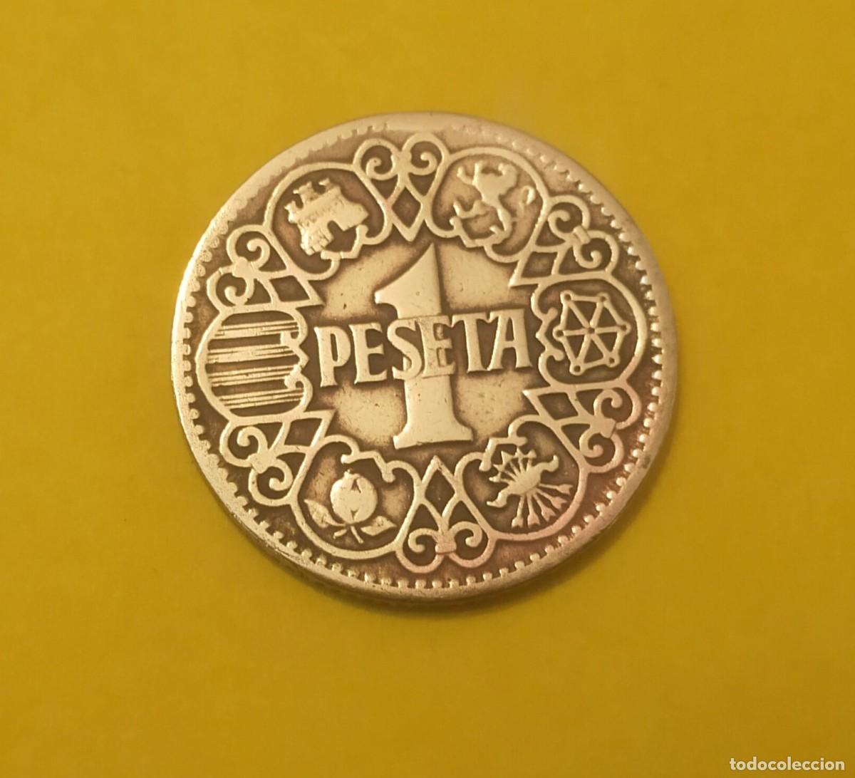 Monedas Franco: moneda de 1 peseta de 1944 - Foto 2